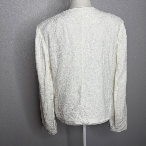 Vince Textured Crop Jacket Women's XL Snap Collarless White Blazer -cp - Picture 6 of 10